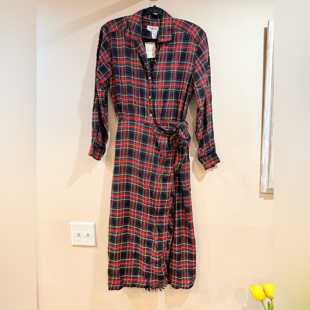 🔥NWT Vintage Women’s Plaid Wrap Shirt Dress - Red & Black Size 4 🔥 - Picture 1 of 5